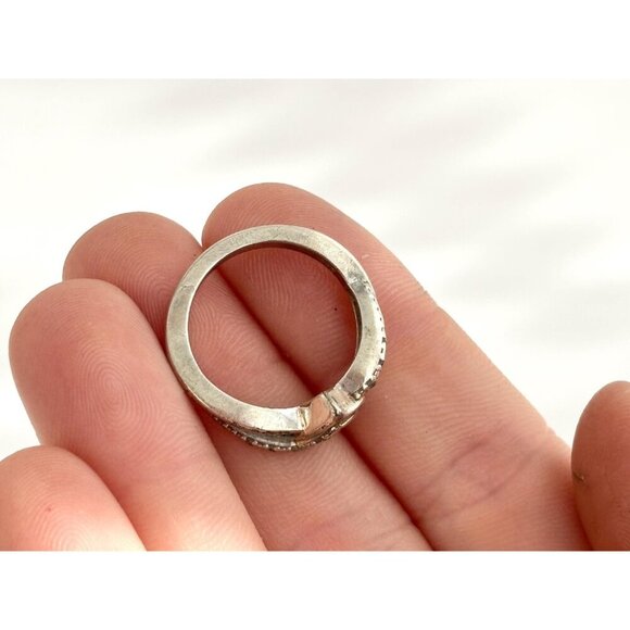 Sterling Silver White Cubic Zirconia Vintage MInimalist Heart Shaped Ring - sz 7 - Picture 8 of 10